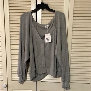 True Craft Gray Button-Up Top